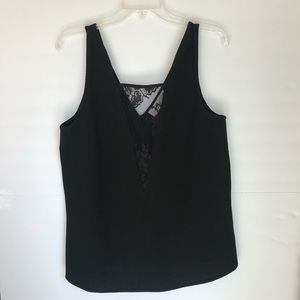 Women’s Black Sleeveless Lace Panel Top